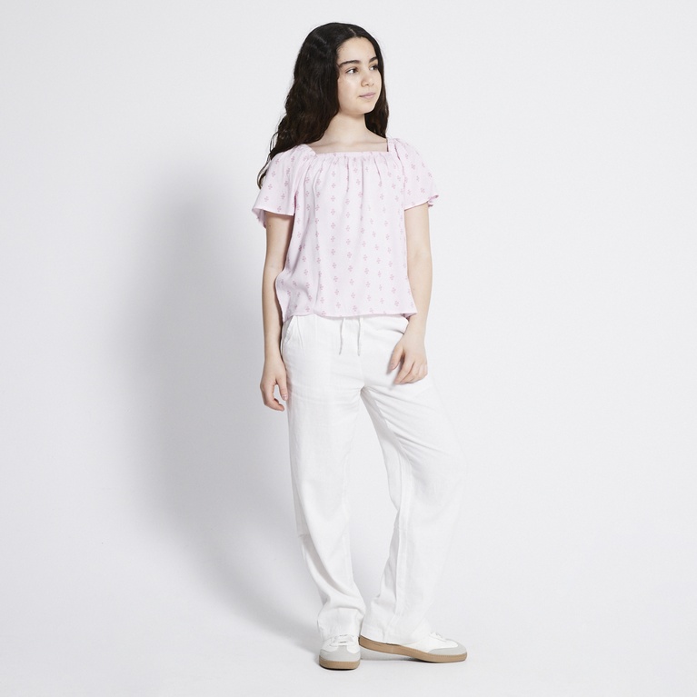 Square Neck Top "Hillevi Print" Pink